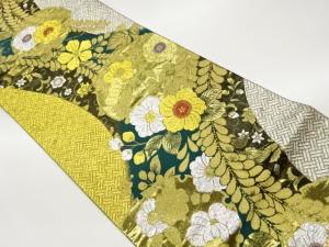 雪輪に辻が花模様織出し袋帯